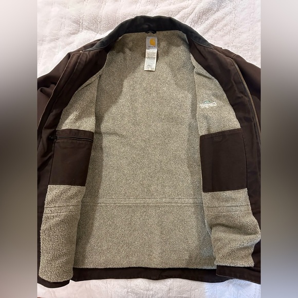 Mens Carhartt Chore Coat Heavy Canvas lined in Sherpa Fleece Size 2X Large - Picture 2 of 6